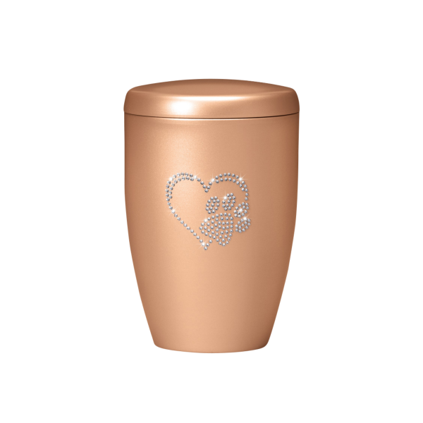 Kupferurne mit Kristallsteinen