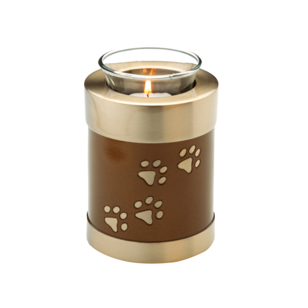 Messingurne Pfotenspur mit Teelichteinsatz