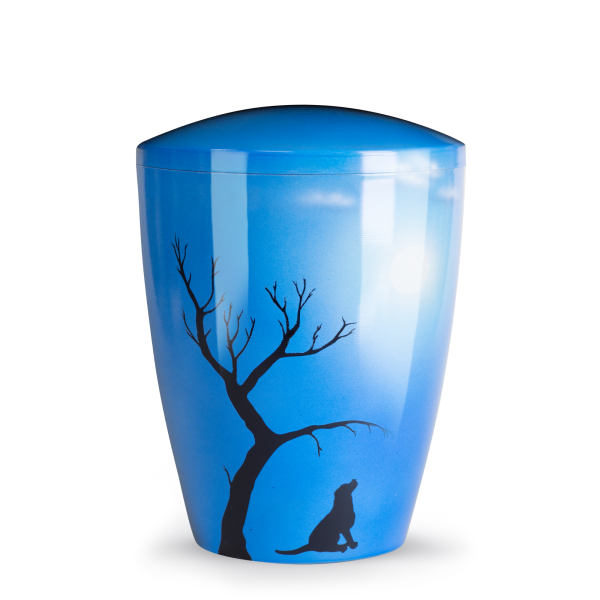 Naturstoffurne, Airbrush, Hund unter Baum