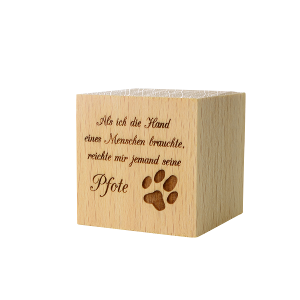 ROSENGARTEN-Sterne Gedenkwürfel, Spruch Pfote