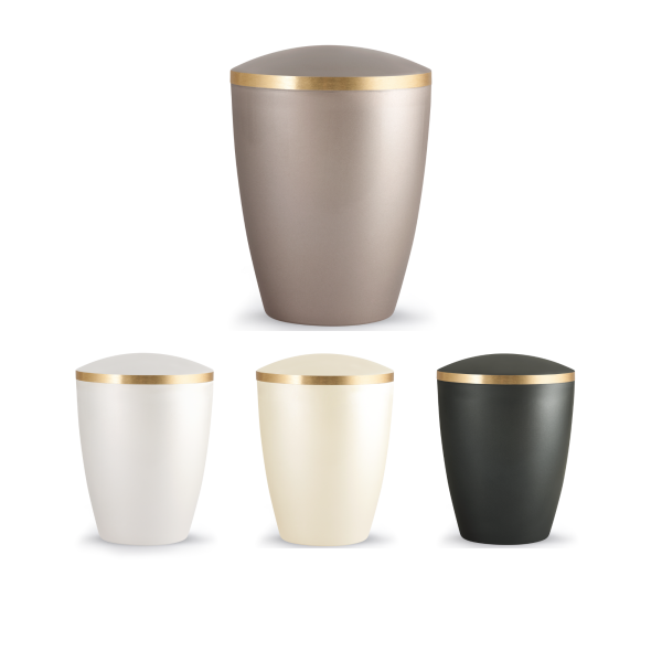 Naturstoffurne Elegance, goldfarbene Banderole