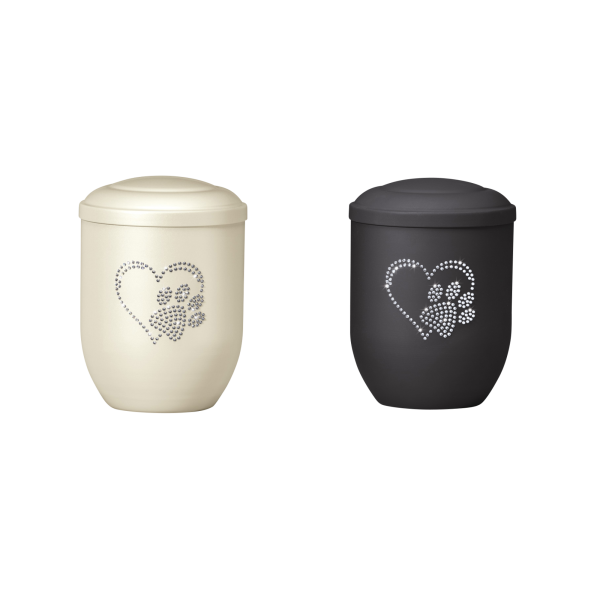 Kupferurne bauchig mit Kristallsteinen