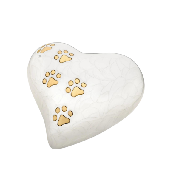 Messingurne Herz mit goldfarbenen Tierpfoten