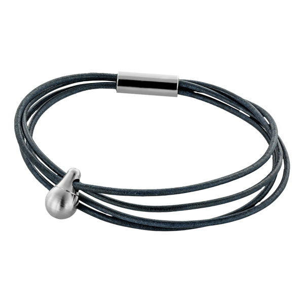 Aschearmband, Charm, greis, Leder 18,5 - 20,4 cm