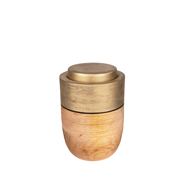 Holzurne Linde, goldener Zierring gebürstet