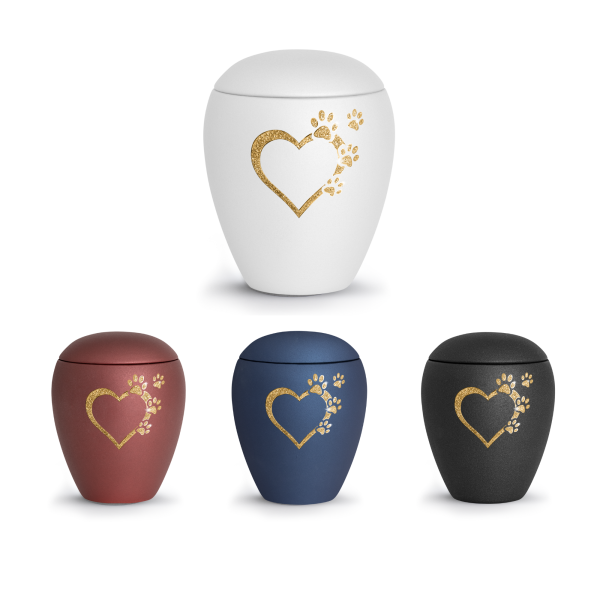 Keramikurne Verona, Herz mit Pfoten