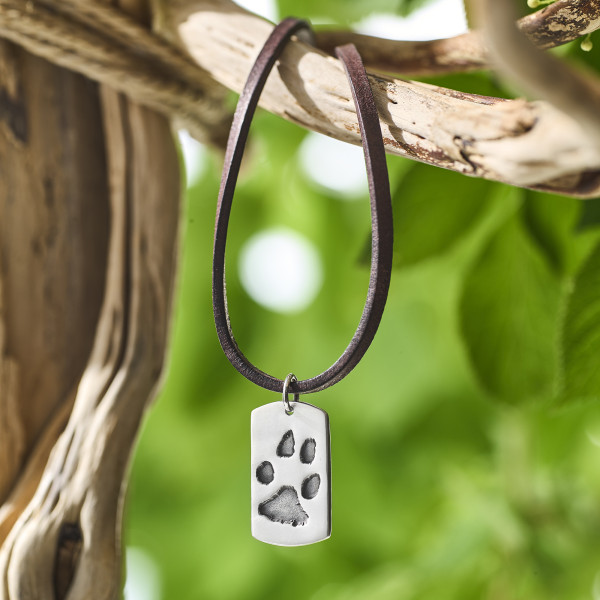 Ledercollier mit Pfötchenabdruckplatte