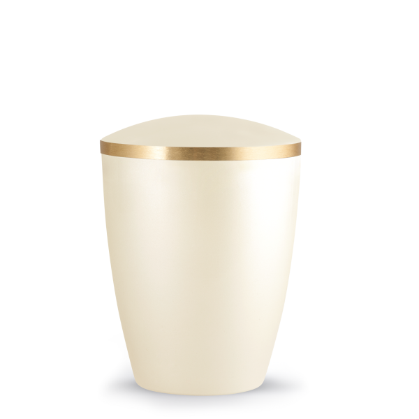 Naturstoffurne Elegance, goldfarbene Banderole