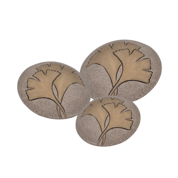 Keramikurne Diskus mit goldfarbenen Ginkoblättern