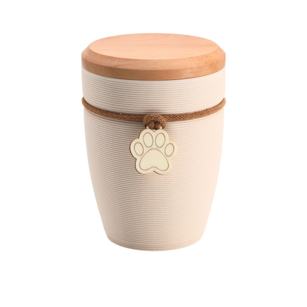 Keramikurne Andenken mit Pfote, creme, 0,5 Ltr.
