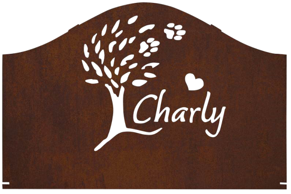 Edelrost-Gedenklicht, Baum mit Pfote, inkl. Name, 14,5 x 27,0 cm