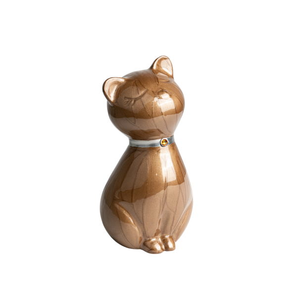 Metallurne Katze mit Kristall Halsband