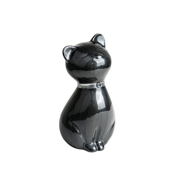 Metallurne Katze mit Kristall Halsband