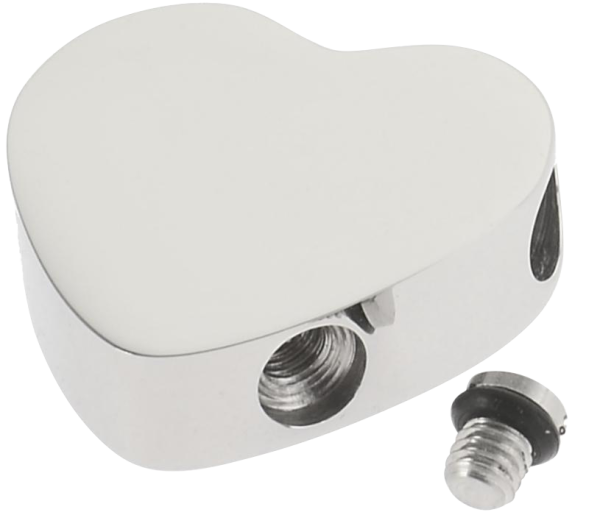 Edelstahl Ascheanhänger, Herz mit Pfötchen, seitliche Durchführung