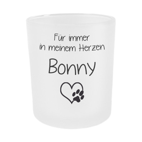 Teelichthalter aus Glas, außen satiniert