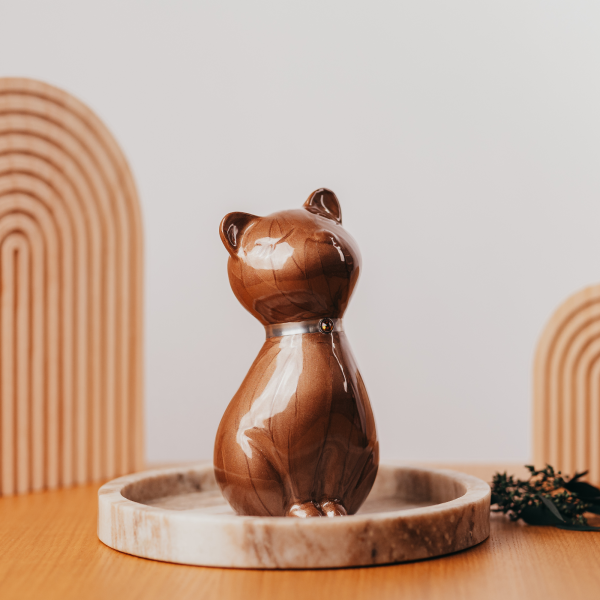 Metallurne Katze mit Kristall Halsband