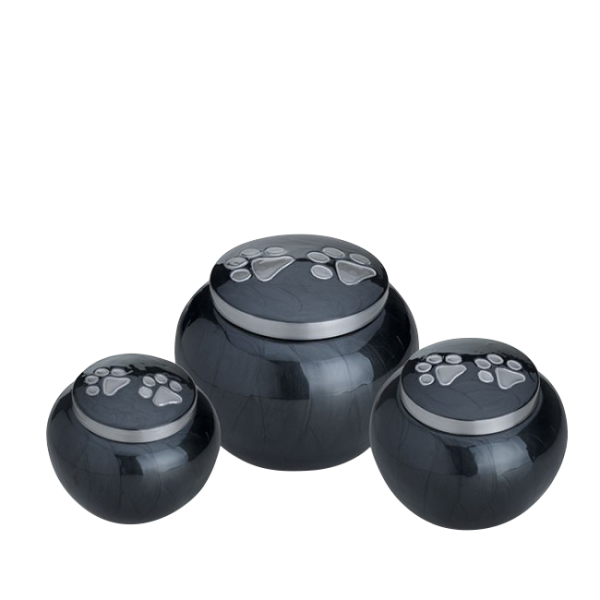 Aluminiumurne, flach, anthrazit, 2 silberfarbene Pfoten 0,40 Ltr.