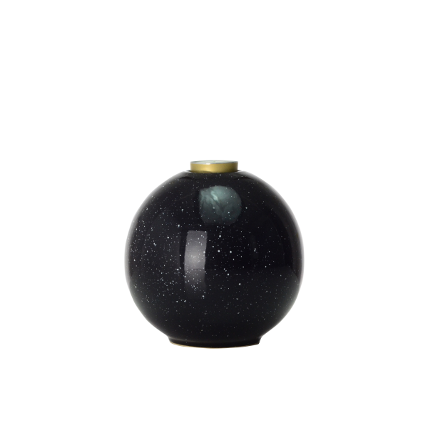 Keramikurne, Kugel, schwarz gesprenkelt glänzend, neutral 2,50 Ltr.