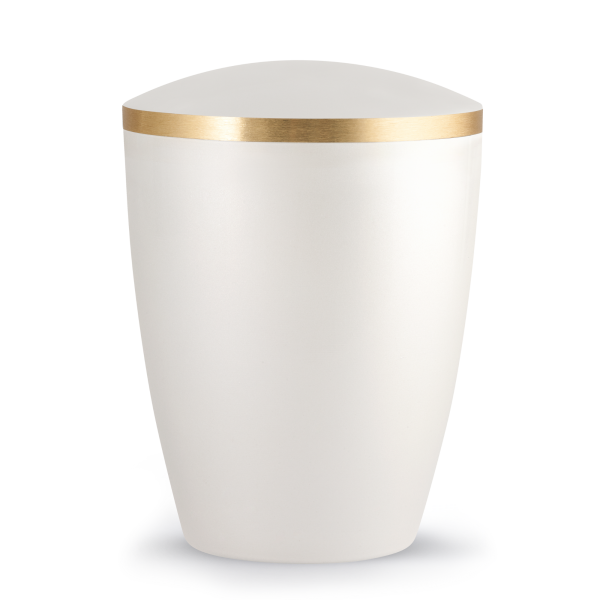 Naturstoffurne Elegance, goldfarbene Banderole