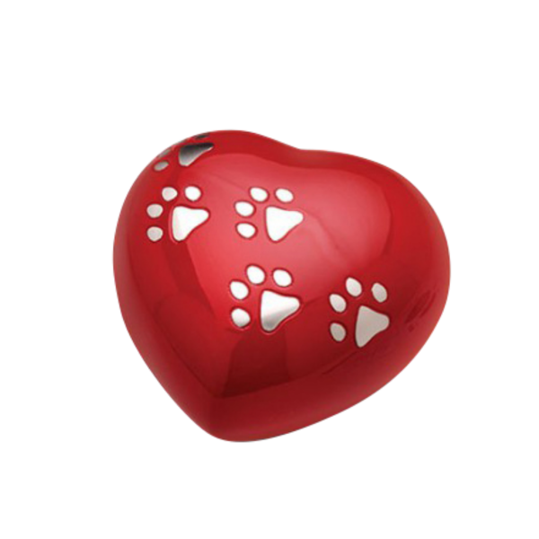 Messingurne Herz mit Pfötchenspur