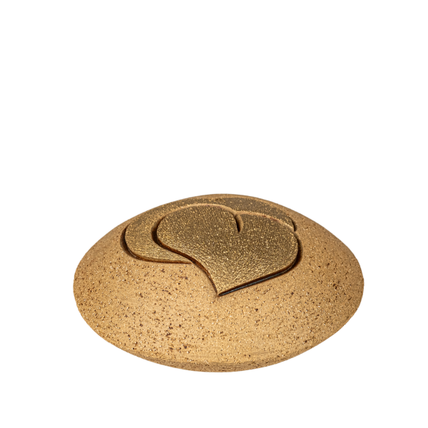 Keramikurne Diskus mit goldenen Herzen