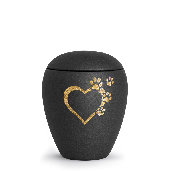 Keramikurne Verona, Herz mit Pfoten