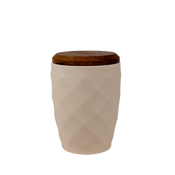 3D-Keramikurne mit Apfelbaumdeckel - biologisch abbaubar