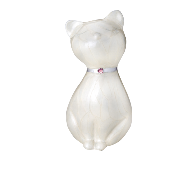 Aluminiumurne Katze mit Kristall Halsband