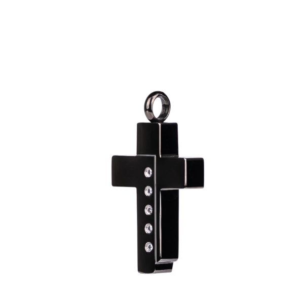 Ascheanhänger Kreuz mit Zirkoniasteine