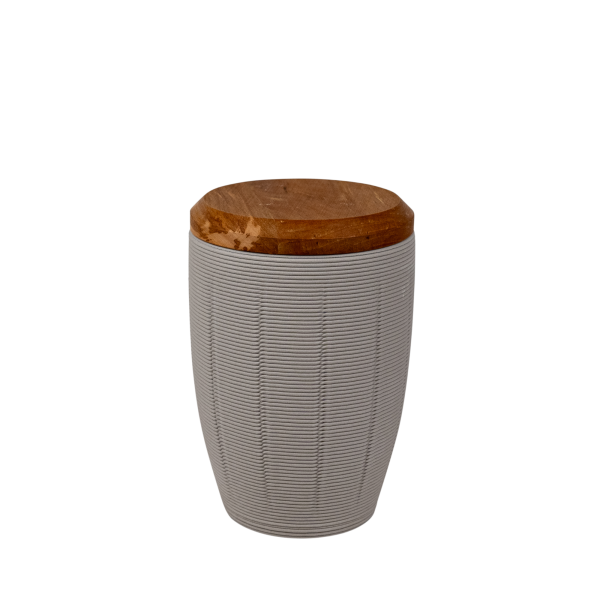 3D-Keramikurne mit Apfelbaumdeckel - biologisch abbaubar
