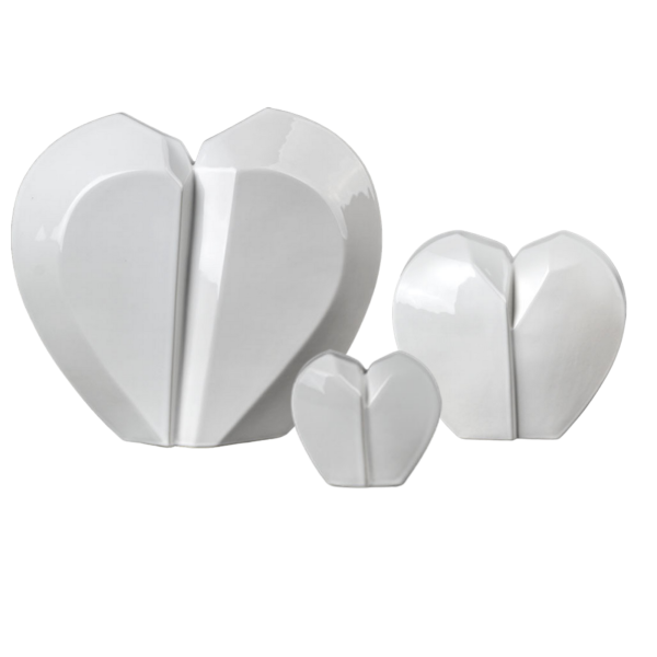 Keramikurne, gebrochenes Herz, weiß