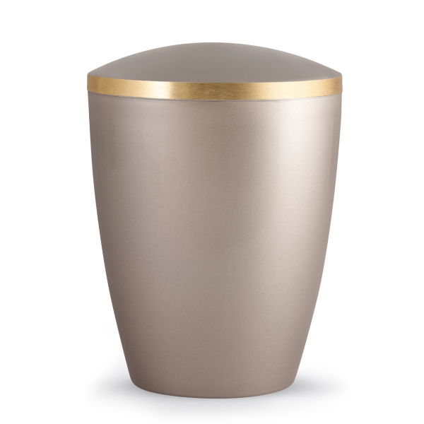 Naturstoffurne Elegance, goldfarbene Banderole