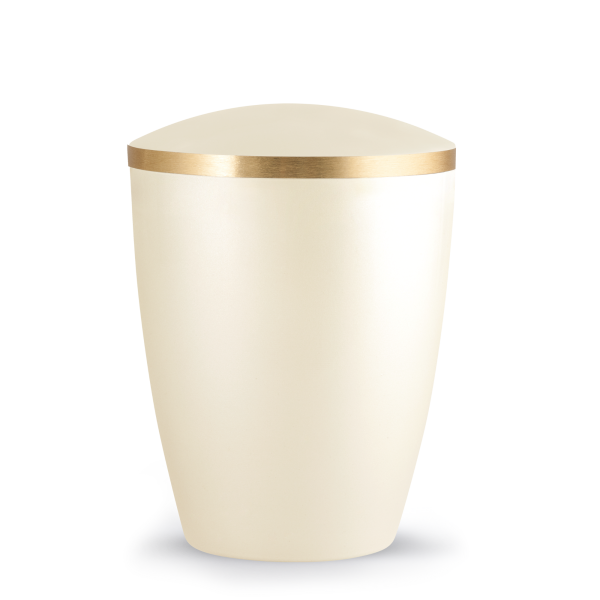 Naturstoffurne Elegance, goldfarbene Banderole