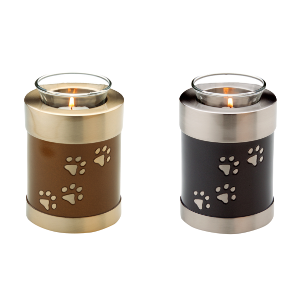 Messingurne Pfotenspur mit Teelichteinsatz