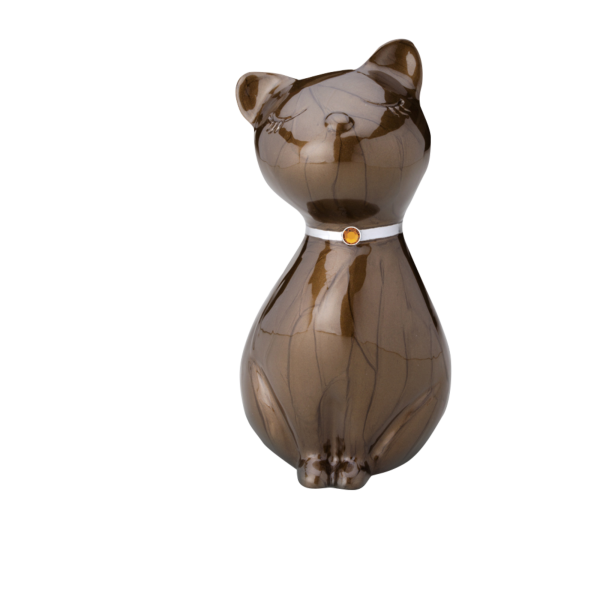 Aluminiumurne Katze mit Kristall Halsband